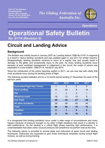 2014 - OSB 01/14 Circuit and Landing advice