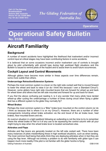 2006 - OSB 01/06 Aircraft Familiarity